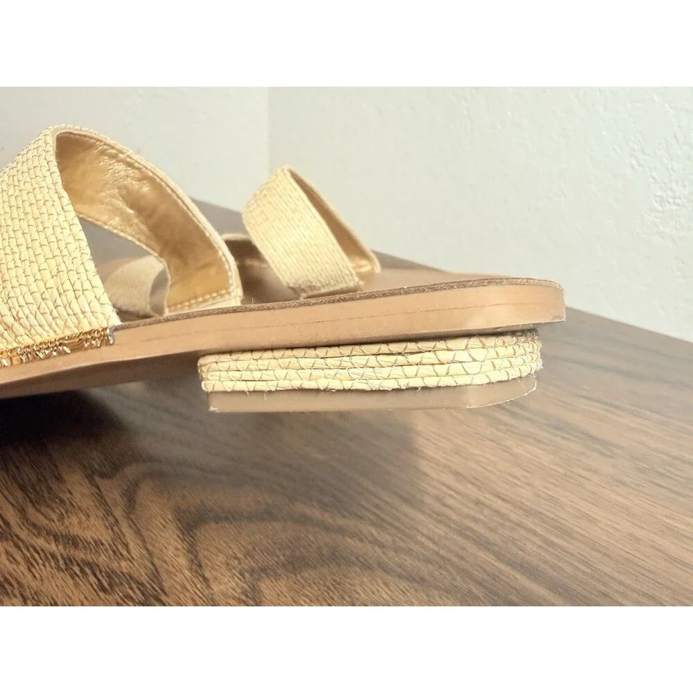 SARTO by Franco Sarto Women’s Beige Woven Raffia Slip on  Sandals Size 8.5